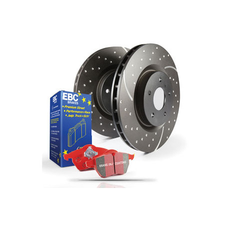 EBC Féktárcsák Еlső szett EBC PD12KF146 - Féktárcsák Turbo Grooved + Fékbetétek Redstuff Ceramic | race-shop.hu