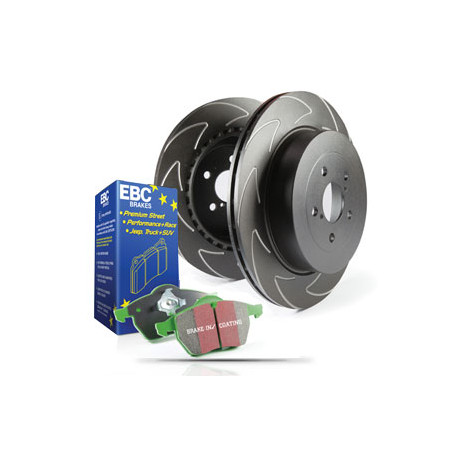 EBC Féktárcsák Еlső szett EBC PD16KF044 - Féktárcsák BSD Grooved + Fékbetétek Greenstuff | race-shop.hu