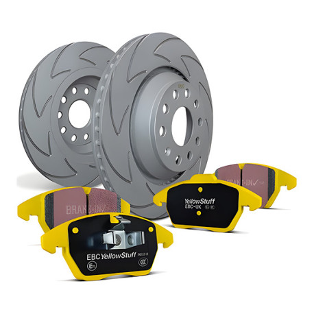 EBC Féktárcsák Első szett EBC PD18KF057 - Féktárcsák BSD Grooved + Fékbetétek Yellowstuff | race-shop.hu