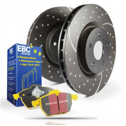 Hátsó szett EBC PD13KR096 - Féktárcsák Turbo Grooved + Fékbetétek Yellowstuff