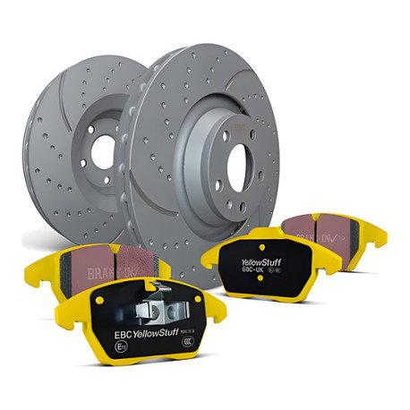 EBC Féktárcsák Hátsó szett EBC PD13KR361 - Féktárcsák Turbo Grooved + Fékbetétek Yellowstuff | race-shop.hu