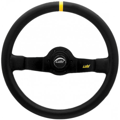 Kormányok 2 küllős sportkormány Luisi Jet Corsa, 350mm, velúr, 95mm mélység, fekete/sárga | race-shop.hu