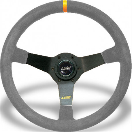 Kormányok 3 küllős sportkormány Luisi Mirage Corsa, 350mm, velúr, 75mm mélység, szürke/narancssárga | race-shop.hu