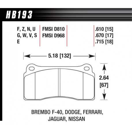 Fékbetétek HAWK performance Fékbetét hátsó Hawk HB193G.670, Race, min-max 90°C-465°C | race-shop.hu