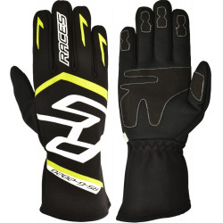 Versenykesztyű RACES PREMIUM EVO II (belső varrás), fekete/fluo sárga