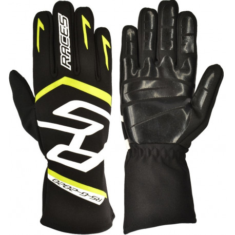 Akciók Versenykesztyű RACES PREMIUM EVO II SILICONE (belső varrás), fekete/fluo sárga | race-shop.hu