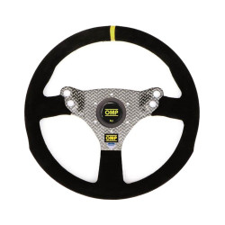 3 küllős sportkormány OMP HYBRID, 320mm, velúr, mélység nélkül, fekete/ezüst/sárga