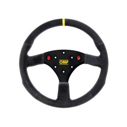 3 küllős sportkormány OMP 320 ALU, 320mm, velúr, mélység nélkül, fekete/piros/sárga