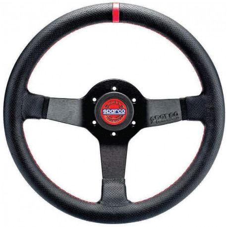Kormányok 3 küllős sportkormány Sparco CHAMPION, 330mm, bőr, 65mm mélység, fekete/piros | race-shop.hu
