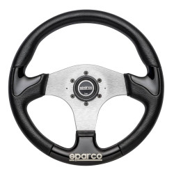 3 küllős sportkormány Sparco P222, 345mm, bőr, 30mm mélység, fekete/ezüst