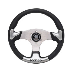 3 küllős sportkormány Sparco P222, 345mm, bőr, ezüst betétek, 30mm mélység, fekete/ezüst