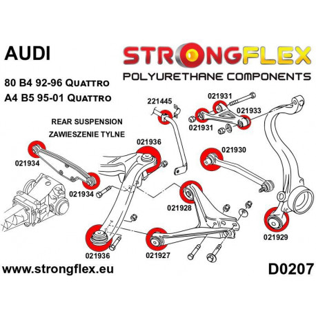 B4 (92-96) Quattro STRONGFLEX - 026217A: Hátsó felfüggesztés szilentkészlet SPORT | race-shop.hu