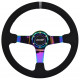 Kormányok 3 küllős sportkormány RACES Drift Neo, 350mm, velúr, 90mm mélység, fekete/neon/szürke | race-shop.hu