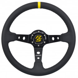 3 küllős sportkormány RACES Corsa, 350mm, műbőr, 90mm mélység, fekete/sárga