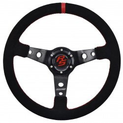 3 küllős sportkormány RACES Corsa Rosso Evo, 350mm, velúr, 65mm mélység, fekete/piros