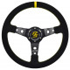Kormányok 3 küllős sportkormány RACES Corsa Evo, 350mm, velúr, 65mm mélység, fekete/sárga | race-shop.hu