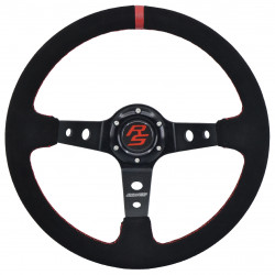 3 küllős sportkormány RACES Corsa Rosso, 350mm, velúr, 90mm mélység, fekete/piros