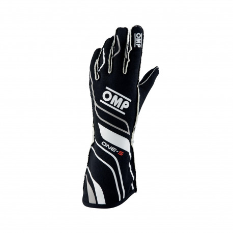 Kesztyűk Race gloves OMP ONE-S with FIA homologation (external stitching) black/white | race-shop.hu