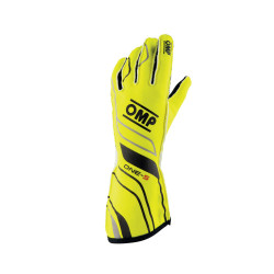 Race gloves OMP ONE-S with FIA homologation (external stitching) yellow/black