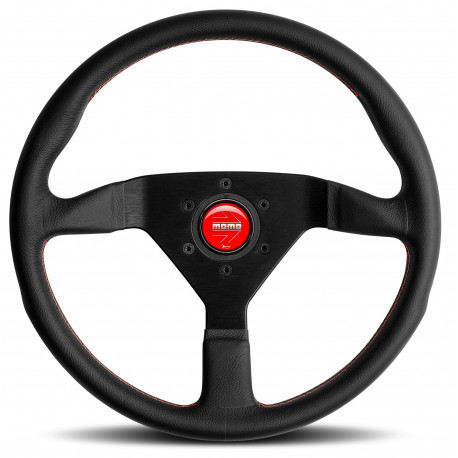 Kormányok 3 küllős sportkormány MOMO MONTECARLO, 350mm, bőr, 40mm mélység, fekete/piros | race-shop.hu