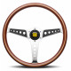 Kormányok 3 küllős sportkormány MOMO CALIFORNIA, 360mm, fa, 34mm mélység, barna/ezüst | race-shop.hu