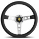 Kormányok 3 küllős sportkormány MOMO PROTOTIPO, 350mm, bőr, 39mm mélység, fekete/ezüst | race-shop.hu
