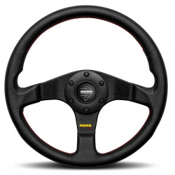3 küllős sportkormány MOMO TUNER, 320mm, bőr, 37mm mélység, fekete
