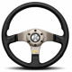 Kormányok 3 küllős sportkormány MOMO TUNER, 320mm, bőr, 37mm mélység, fekete/ezüst | race-shop.hu