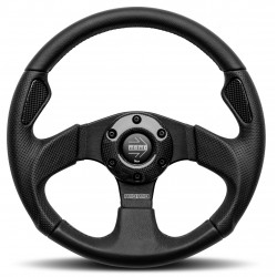 3 küllős sportkormány MOMO JET, 320mm, bőr, 46mm mélység, fekete/karbon