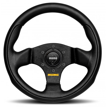 Kormányok 3 küllős sportkormány MOMO TEAM, 280mm, bőr, 40mm mélység, fekete | race-shop.hu