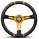 Kormányok 3 küllős sportkormány MOMO DRIFTING, 350mm, bőr, 90mm mélység, fekete/narancssárga | race-shop.hu