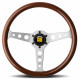 Kormányok 3 küllős sportkormány MOMO INDY HERITAGE, 350mm, fa, 37mm mélység, barna/ezüst | race-shop.hu