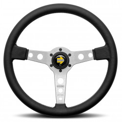 3 küllős sportkormány MOMO PROTOTIPO, 370mm, bőr, 37mm mélység, fekete/ezüst