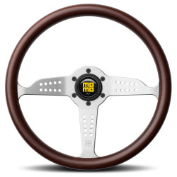 3 küllős sportkormány MOMO SUPER GRAND PRIX, 350mm, fa, 37mm mélység, barna/ezüst