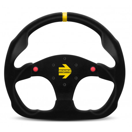 Kormányok 3 küllős sportkormány MOMO MOD.30B, 320mm, velúr, 39mm mélység, fekete/piros/sárga | race-shop.hu