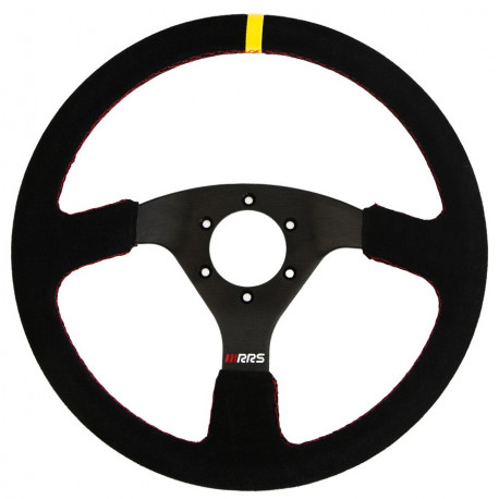Kormányok 3 küllős sportkormány RRS Traject, 330mm, velúr, mélység nélkül, fekete/sárga | race-shop.hu