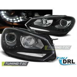 Fényszóró TRUE DRL fekete VW GOLF 6 10.08-12