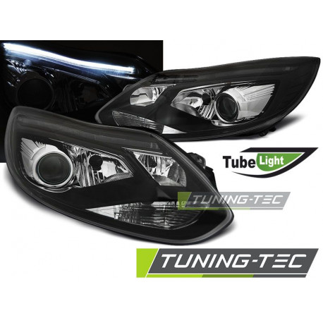 Világítás TUNING-TEC első lámpák (Tube Light) FORD FOCUS MK3 11-10.14-hez (H1/H7), fekete | race-shop.hu