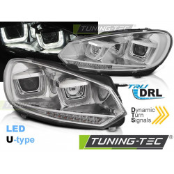 Fényszóró U-LED LIGHT DRL króm SEQ VW GOLF 6 08-12