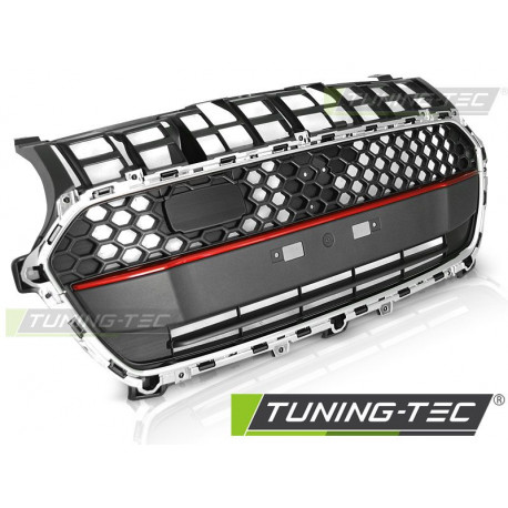 Body kitek és vizuális kiegészítők Hűtőrács SUZUKI SWIFT VI 17-20 KRÓM PIROS ÍVVEL | race-shop.hu