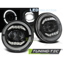Fényszóró CHRYSLER JEEP WRANGLER TJ/ LJ/ JK 96-18 ANGEL EYE LED fekete