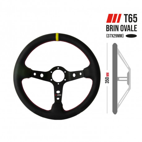 Kormányok 3 küllős sportkormány RRS Monte Carlo F65, 350mm, bőr, 65mm mélység, fekete/sárga/piros | race-shop.hu