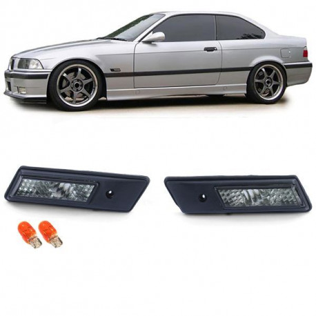 Világítás RACES oldalsó irányjelzők BMW 3 Series E36 to 96 + 5 Series E34 88-95-höz, átlátszó, fekete | race-shop.hu
