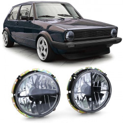 átlátszó üveg fényszórók fekete füstszínű keresztráccsal VW Golf 1 + Cabrio 74-83