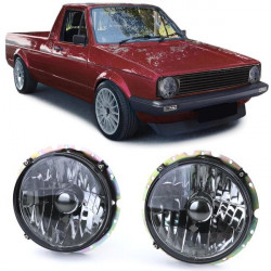 RACES első lámpák VW Caddy I 82-92 + Jetta I 79-84-hez (H4), fekete-füstös, átlátszó