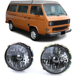 RACES első lámpák VW T2 73-79 + T3 79-92-höz (H4), fekete-füstös, átlátszó