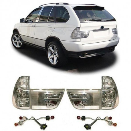 Világítás átlátszó hátsó lámpák ezüst króm BMW X5 E53 99-03 | race-shop.hu