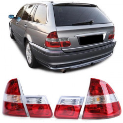 átlátszó hátsó lámpák átlátszó piros BMW 3 series E46 Touring 98-05