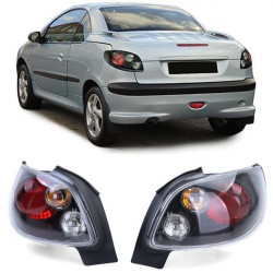 átlátszó hátsó lámpák Fekete Peugeot 206 CC Coupe Cabrio 00-08