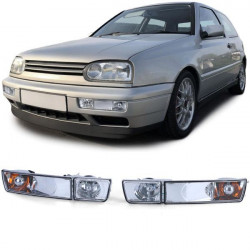 átlátszó Fekete üveg irányjelző + ködlámpa készlet króm VW Golf 3 91-97